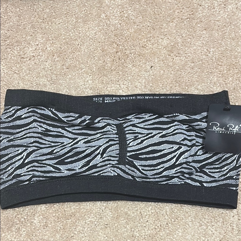Rene Rofe Black and Gray Zebra Print Bandeau